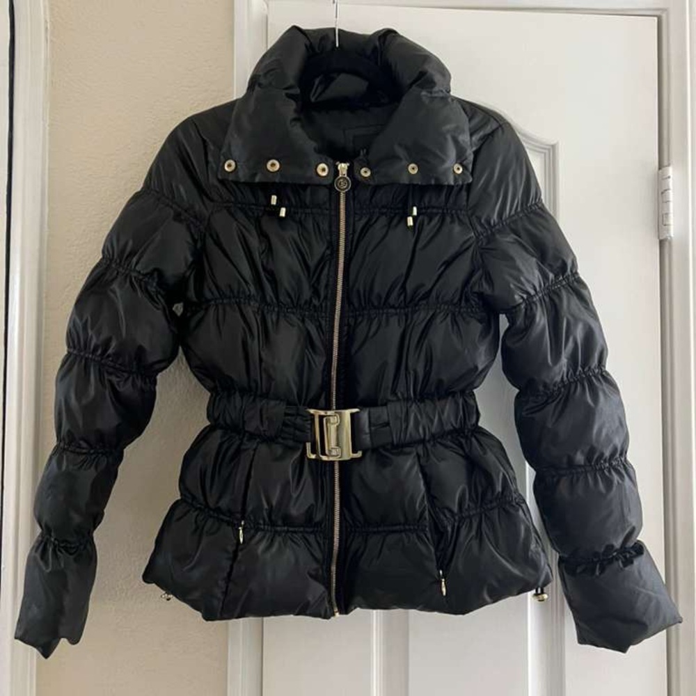 Guess Black Belted Puffer Jacket